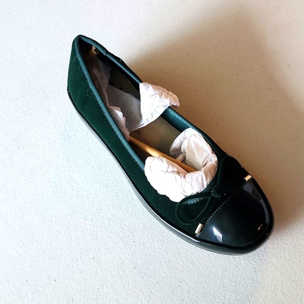 Isaac Mizrahi Dark Green Patent & Suede Ballet Flat
